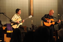 Lynn with Gary Oconnor. (Haiti Benefit Concert.) Guitars built by Lynn.